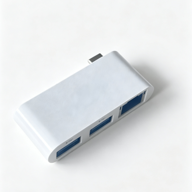 White 4 in 1 USB C Hub with LAN Ethernet Port 100Mbps 1000Mbps ABS Type C to USB 2.0 Adapter for iPad Pro MacBook Tablet Laptop