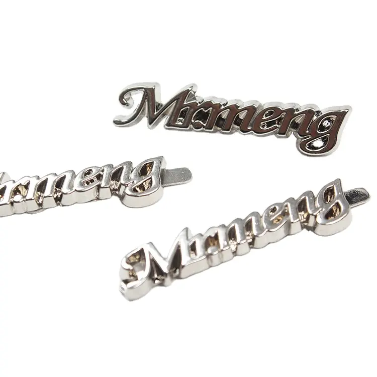 Metal Silver Custom Letters Logo Clothing Plates Tags Labels for Handbags