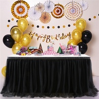 Jupe de table en tulle Luminaire pour célébrations, décoration de gâteau de mariage, fournitures de fête d'anniversaire, effet lumineux, couleur unie, modèle HTS04