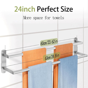 <span class=keywords><strong>Porte</strong></span>-serviettes mural double en acier inoxydable noir pour cuisine/salle de bain, support de barre <span class=keywords><strong>porte</strong></span>-serviettes - Product Image 4