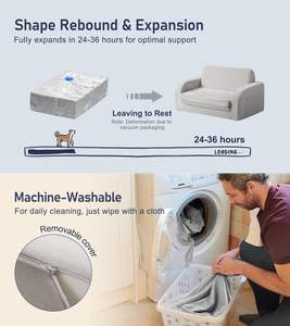 Maternelle Gain de Place Enfants 3in1 Cozy Kid 2-en-1 Peluche Canapé Pliant Tapis de Jeu Canapé-Lit Canapé-Chaise pour Enfant pour Bébé de 6 Mois - Product Image 5