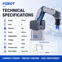 Bras robotisé industriel de bureau 4 axes facile à utiliser avec fonction de programmation par glissement et programmation graphique, portée de 500 mm, charge utile de 1 kg