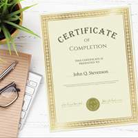 Sacs en carton doré, certificats de récompense vierges avec bordure ornée pour la remise des diplômes et les réalisations