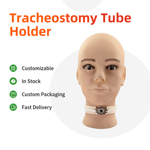 Support de tube de trachéotomie réglable avec sangle de cou à boucle auto-agrippante, mousse souple et tissu respirant, respectueux de la peau - Product Image 1