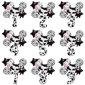 Set di 6 Palloncini in Foil MIQI a Forma di Mucca, Versione Lucida con Pentagramma, <span class=keywords><strong>40</strong></span> Pollici, Numeri 0-9 per Feste di Compleanno e Celebrazioni per Bambini - Product Image 1