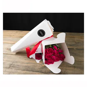 Бумажная коробка с цветами, трубка из крафт-бумаги, белая бумажная коробка для упаковки розы