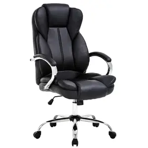 Оптовая продажа, современные эргономичные настольные стулья, удобные роскошные офисные кресла из черной кожи