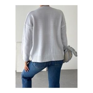 Cardigan en tricot basique boutonné blanc, taille standard S M L XL, vêtements pour femmes - Product Image 4
