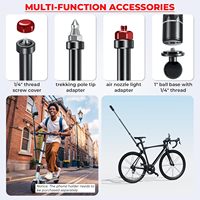 Kewig 110cm Perche à drapeau en alliage d'aluminium pour moto, multifonctionnelle, support de caméra sport et perche à selfie pour caméra d'action Insta360