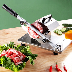 Nueva Rebanadora de Carne Congelada Semiautomática de Acero Inoxidable KELLEN con Certificación CE, Grosor Ajustable, Capacidad de 50 kg/h - Product Image 1