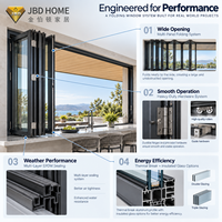 Fenêtre pliante en aluminium à rupture de pont thermique de luxe sur mesure, double vitrage, isolation thermique, pour villa