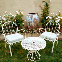 Table et chaise en fer de style européen, design français, pour jardin, balcon, cour, piscine, camping - Mobilier d'extérieur