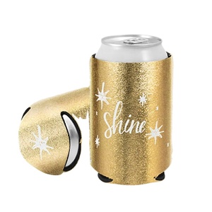 Enfriador de Latas de Cerveza de Neopreno PU Aislado de 12oz y 3mm, Color Plateado Metálico, con Logotipo Personalizado - Product Image 2