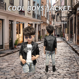 Chaqueta Casual de Cuero y Algodón para Niños LURI 2025, Otoño Invierno Primavera, con Cuello Alto y Detalles de Remaches, Abrigo Moderno y Elegante para Niños - Product Image 1