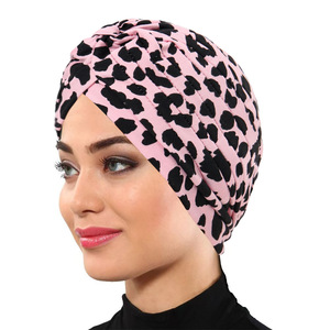 Gorro de turbante plisado de alta calidad para mujer, gorro árabe con estampado de leopardo, gorro Hijab - Product Image 2