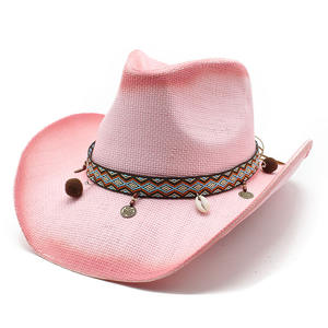 Sombrero de Paja Estilo Vaquero Color Rosa, Protección Solar, Unisex, Primavera Verano, 56-58CM, ZCM-44 - Product Image 6