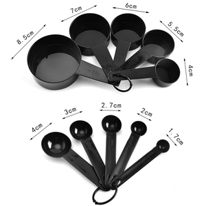 Tazas medidoras de plástico negro, 10 unidades - Product Image 5