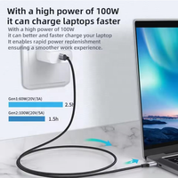 Câble de charge rapide PD 100W 5A Type C USB 3.1 Gen 2 Mâle vers Femelle, rallonge coudée à 90°, câbles de données USB C 10 Gbit/s