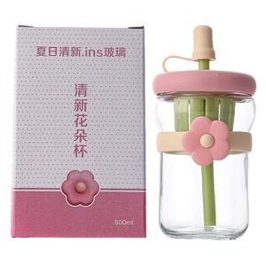 Flower <b>Tea</b> <b>Cup</b> <b>Large</b> Capacity With Lid For Home Office Use Eco Friendly Glass Straw <b>Cup</b> Party Gift - Product Image 5