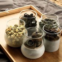 Bocaux hermétiques en verre borosilicate - Contenants de rangement avec couvercle en bambou pour thé, bonbons et céréales