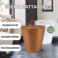 Paniers de rangement ronds en rotin tressé à la main de haute qualité avec couvercle pour la lessive, grande taille