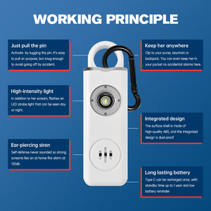Móc Khóa Báo Động An Toàn Cá Nhân SOS Khẩn Cấp 130Db Có Thể Sạc Lại Dụng Cụ Tự Vệ Báo Động Tự Vệ Mini Cho Trẻ Em Bé Gái - Product Image 4