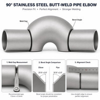 Sistem Pipa Asam Kimia Siku 45 Derajat SCH40S Las Sambung 316L Baja Tahan Karat ASME B16.9 CNC Presisi Tahan Korosi
