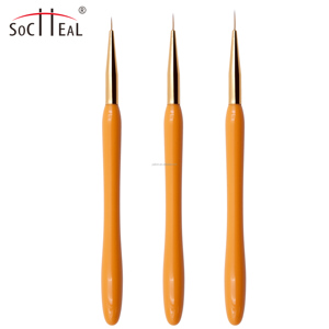 OEM & ODM 3PC Gel Nail Linework Brush Set <span class=keywords><strong>Orange</strong></span> Manche en plastique Détail Art Pinceau pour ongles Dessin Fleurs Doublure Nail Art Peinture - Product Image 1