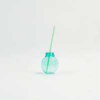 Gobelet en plastique transparent de 12 oz, motif personnalisé, pour jus et smoothies, en forme de boule disco ronde, avec couvercle et paille