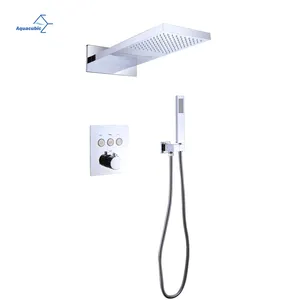Luxury Rain Mixer Shower Combo Set Wall mount Rainfall Shower Head Thermostatic Shower System