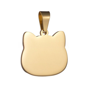 Ciondolo a Forma di Gatto in Acciaio Inossidabile, Charm a Testa di Gatto, Targhetta Promozionale in Metallo per Nome, ID e Indirizzo - Product Image 2