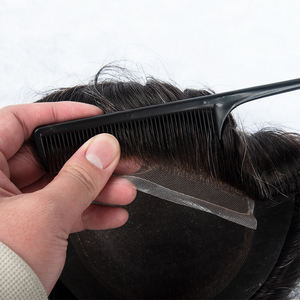 Prothèse capillaire pour homme en cheveux humains vierges de haute qualité, avec base en PU et dentelle suisse, cheveux indiens Remy, pour un système d'implantation naturel. - Product Image 5