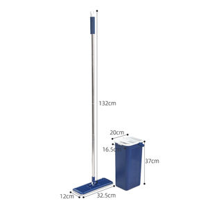 Serpillières plates en microfibre pour nettoyer les sols avec système d'essorage semi-automatique, ensemble serpillière et seau pour le nettoyage domestique - Product Image 6