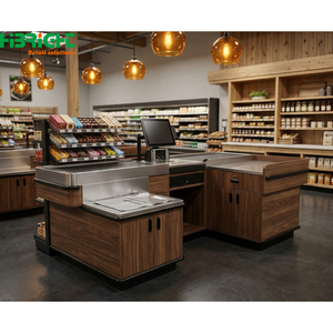 Modern Retail Cash Register Counter POS Checkout <b>Desk</b> with Side Magazine Shelf for Supermarket <b>Mini</b> Mart - Product Image 4