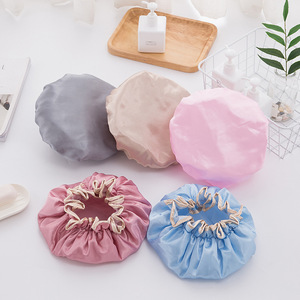 Double Layer Waterproof Shower Cap Peva Thickened Women Oil Proof Shampoo Cap Bath Cap For Cleaning Supplies - Product Image 2