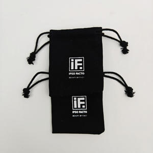 Pochette en toile biodégradable noire avec cordon de serrage, logo de marque de luxe, haute qualité, pour maquillage, sacs à main, bijoux, pochette en coton - Product Image 5