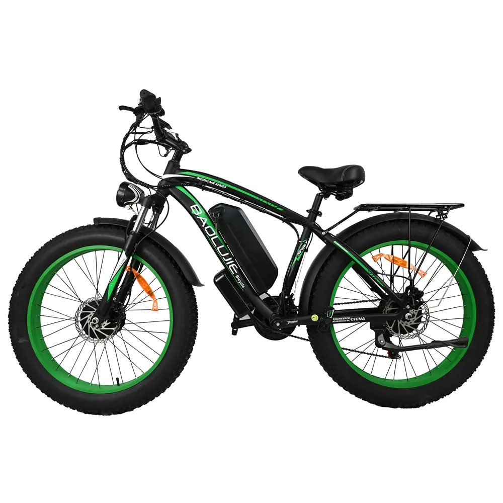 Motore Mid Drive Mountain Bike 26 pollici grasso pneumatico Mountain Bike elettrica per la vendita verde batteria al litio 48V mozzo posteriore
