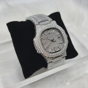 Reloj de Lujo de Plata con Moissanita, Esfera Inteligente, Cristal, Movimiento Mecánico, Elegante y Brillante, Regalo de Joyería Unisex - Product Image 2
