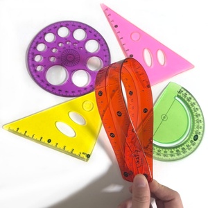 Nuevos Productos, Juego de Reglas de Geometría de Plástico Transparente Flexible y Resistente a los Golpes de 12 Pulgadas, Multicolor, 5 Piezas, Juego de Reglas Suaves de 5 Piezas - Product Image 2