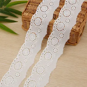 Anglaise Lace Trim Embroidered Eyelet Cotton Lace TC Lace For Garment