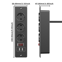 Prise de courant encastrée pour bureau, prises CA encastrées, ports USB-A, station de charge dissimulée pour table, multiprise