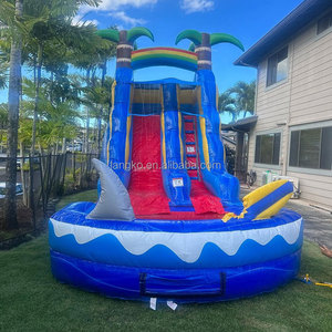Château <span class=keywords><strong>gonflable</strong></span> géant d'extérieur de 26 pieds en bâche PVC commerciale, à usage humide/sec, thème tropical, pour adultes et enfants, avec toboggan aquatique <span class=keywords><strong>gonflable</strong></span> - Product Image 2
