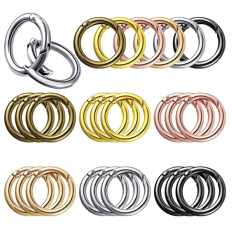 Colorful Exquisite Spring O Rings Alloy Trigger Round Snap Buckle Handbag Clip DIY Key chains Accessories