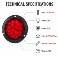 DAMAVO IP65 étanche LED feux arrière de camion 12V-24V DC 5 W ABS lampe automobile pour camions autobus remorques en rouge blanc jaune