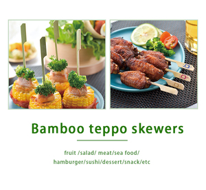 Tùy Chỉnh Teppo Xiên <span class=keywords><strong>BBQ</strong></span> Gậy Phẳng Lớn Tre Xiên 5Mm Độ Dày Cho Ngoài Trời Bên Nhà Bếp Trái Cây Đóng Gói Trong Túi - Product Image 3