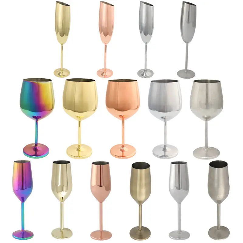 210ml in acciaio inox Champagne flauti bicchieri di vino per uso di nozze e Bar