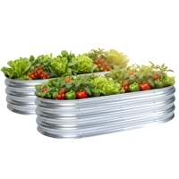 GADI Bac à légumes surélevé en métal moderne avec trous de drainage, 2 ensembles de bacs galvanisés pour légumes, fleurs, herbes et succulentes