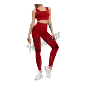 Conjunto Deportivo Popular de Nuevo Diseño, Top de Manga Corta de Secado Rápido de Spandex/Algodón sin Costuras y Pantalones Cortos Largos para Gimnasio, Yoga y Fitness - Product Image 1