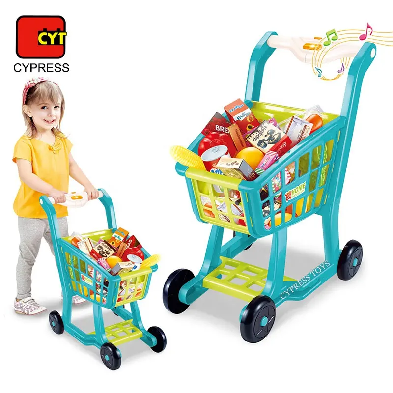 Mini carrito de la compra de juguetes de supermercado para niños con música y luz, regalo promocional barato