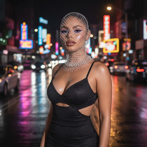 Fileli Kristal Boncuklu Gelin Yüz Maskesi Başlığı Vintage Blingbling Saç Filesi Düğünler İçin Beyaz Başörtüsü - Product Image 2